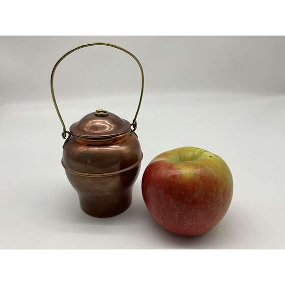 Antique Swedish Copper Ware Copper Pot, Pail, or Churn with Lid and Handle 4" - Picture 10 of 10